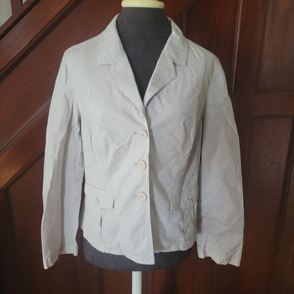 Talbots Petite Beige Button-Up Blazer Jacket Women's Size 8P - Picture 1 of 9